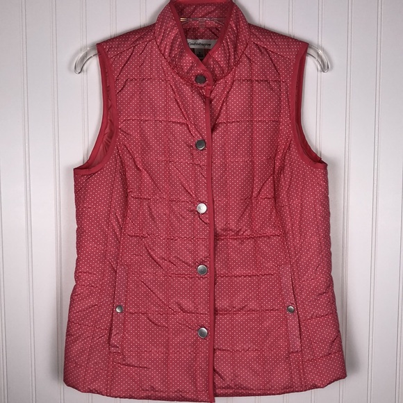 Croft & Barrow Pink w/Polka Dot Puff Vest Sz Small - Picture 3 of 9